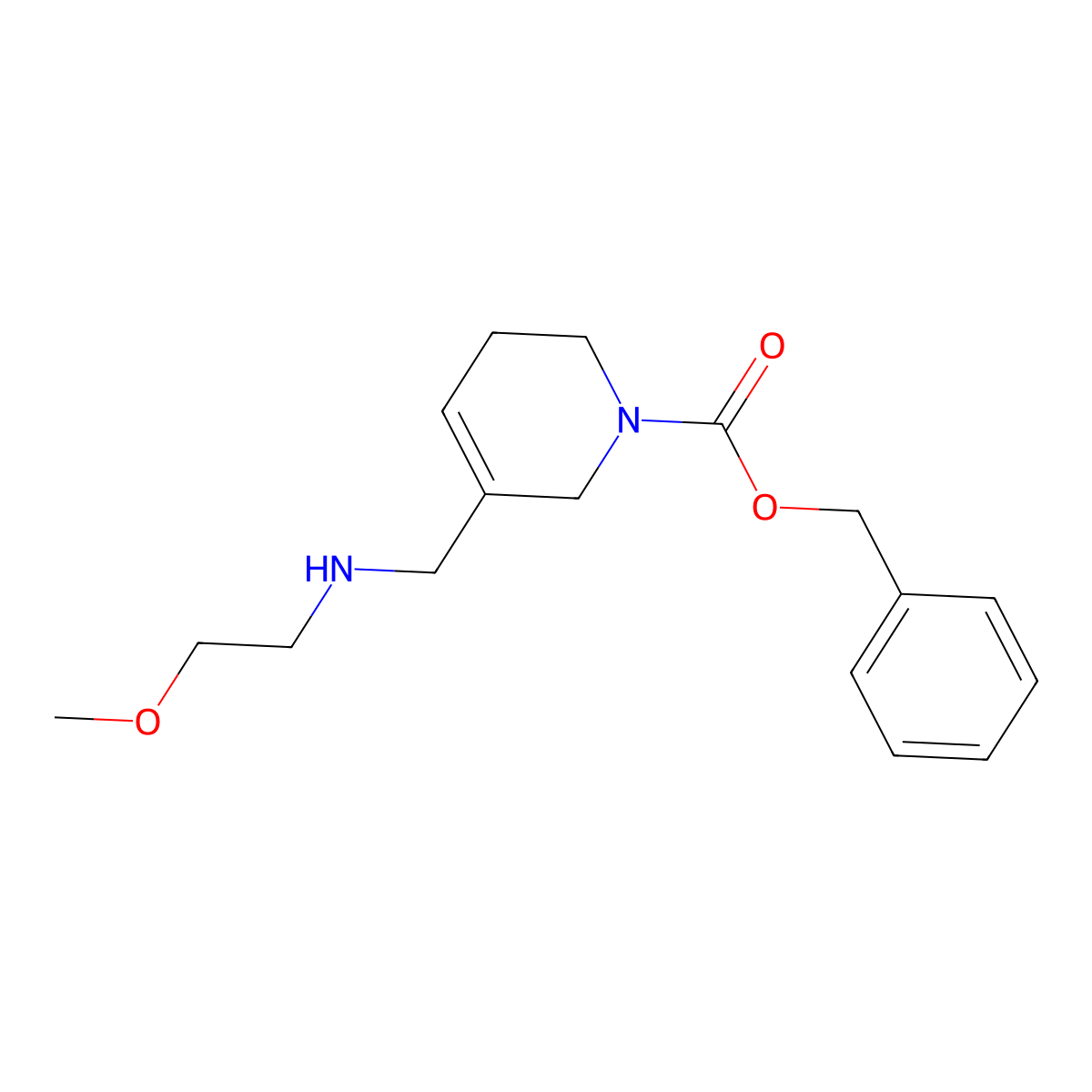 benzyl 5-(((2-methoxyethyl)amino)methyl)-3,6-dihydropyridine-1(2H)-carboxylate molecular structure, CAS 2808652-27-7