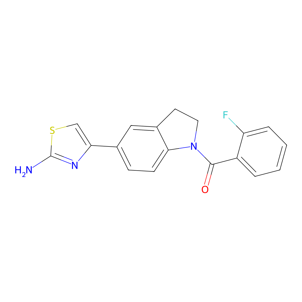 (5-(2-Aminothiazol-4-yl)indolin-1-yl)(2-fluorophenyl)methanone molecular structure, CAS 2808652-64-2