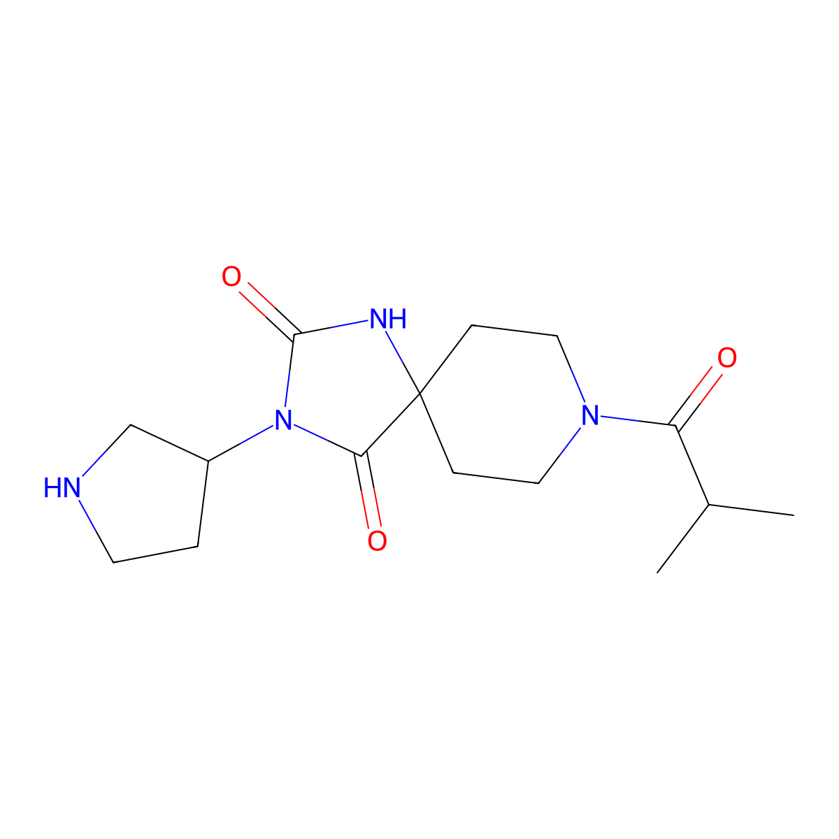 8-Isobutyryl-3-(pyrrolidin-3-yl)-1,3,8-triazaspiro[4.5]decane-2,4-dione molecular structure, CAS 2808653-61-2