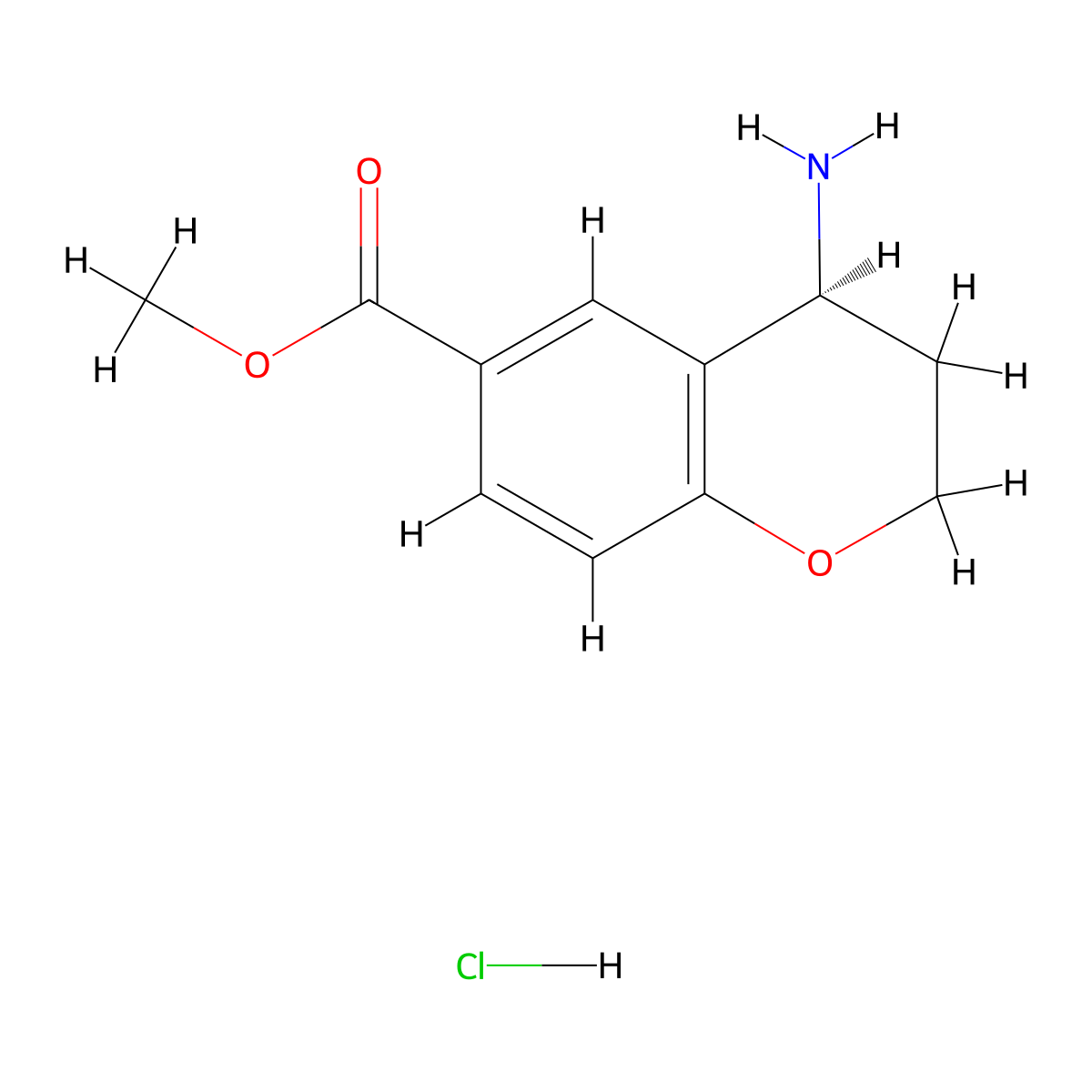 methyl (4S)-4-amino-3,4-dihydro-2H-chromene-6-carboxylate;hydrochloride molecular structure, CAS 2808755-74-8