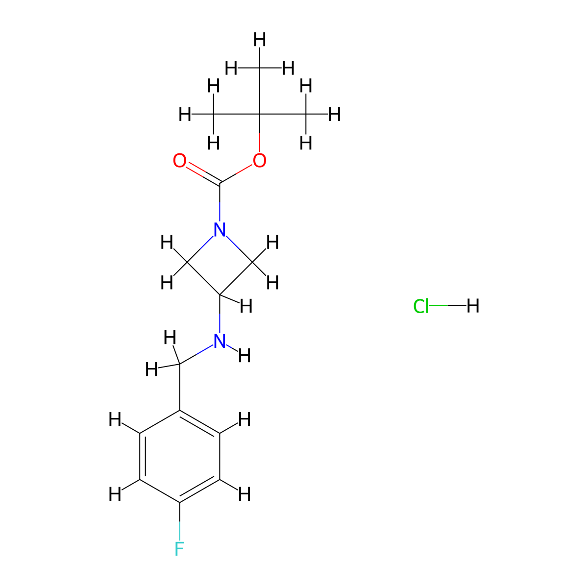 Tert-butyl 3-(4-fluorobenzylamino)azetidine-1-carboxylate hydrochloride molecular structure, CAS 2808778-66-5