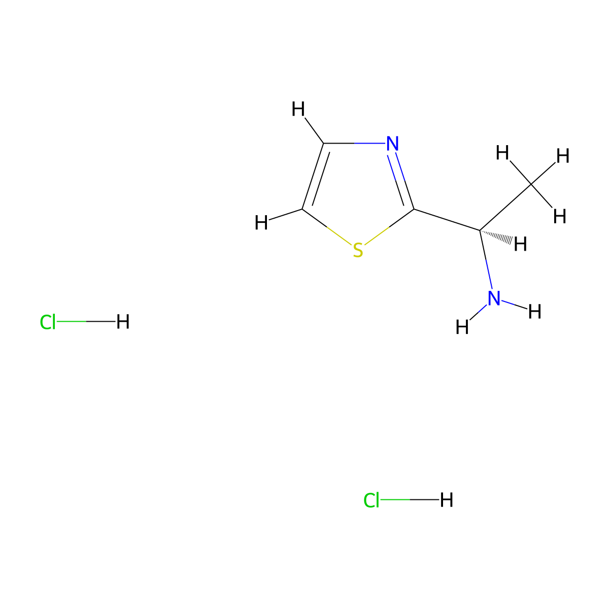 (R)-1-(thiazol-2-yl)ethan-1-amine dihydrochloride molecular structure, CAS 2808872-76-4
