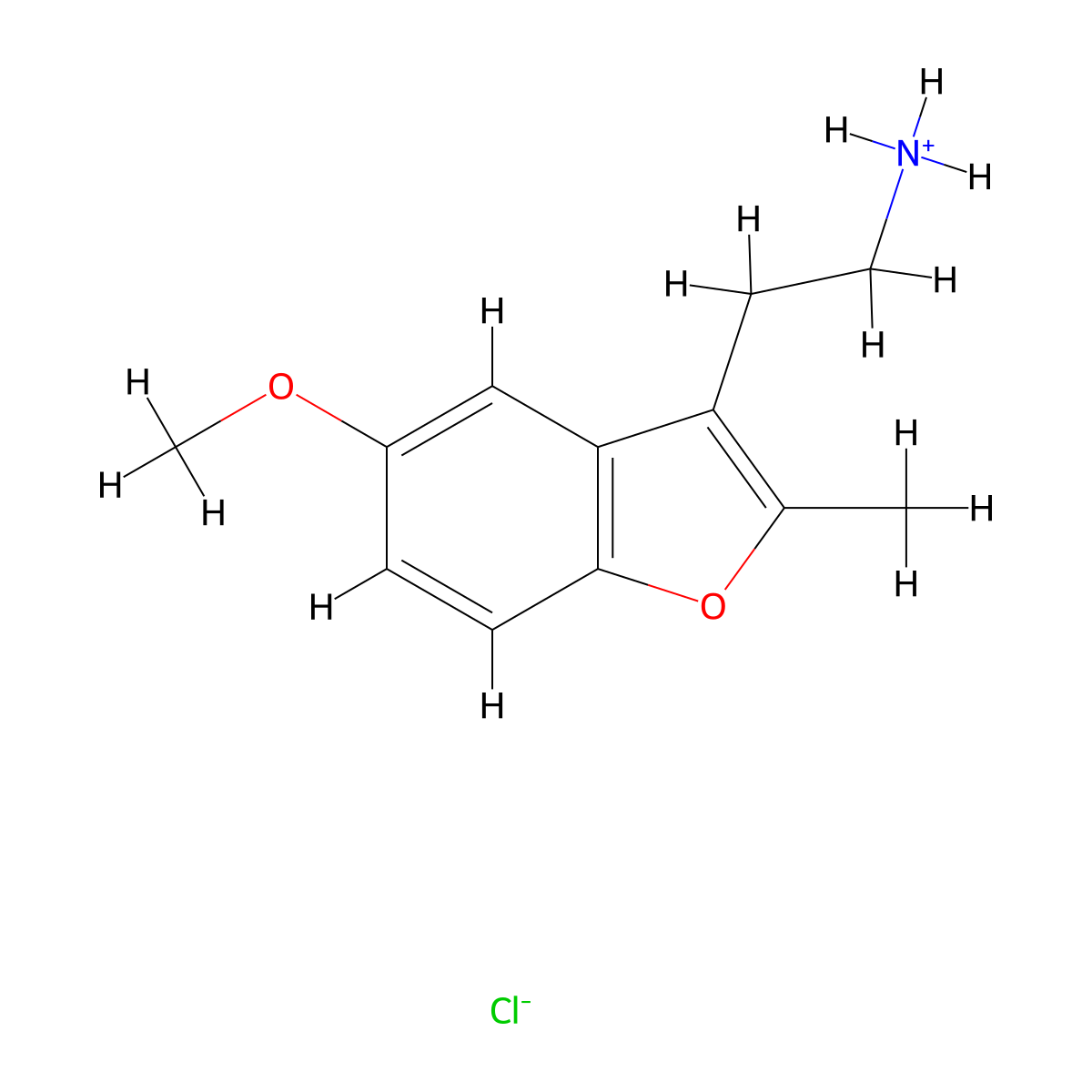 Benzofuran, 3-(2-aminoethyl)-5-methoxy-2-methyl-, hydrochloride molecular structure, CAS 28089-05-6