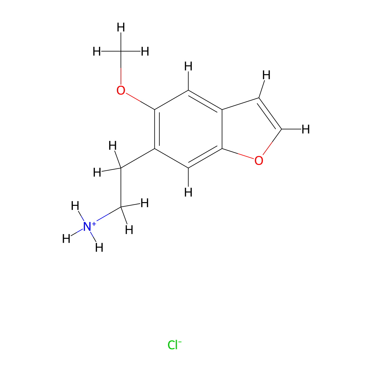 5-Methoxy-6-benzofuranethanamine hydrochloride molecular structure, CAS 28089-06-7