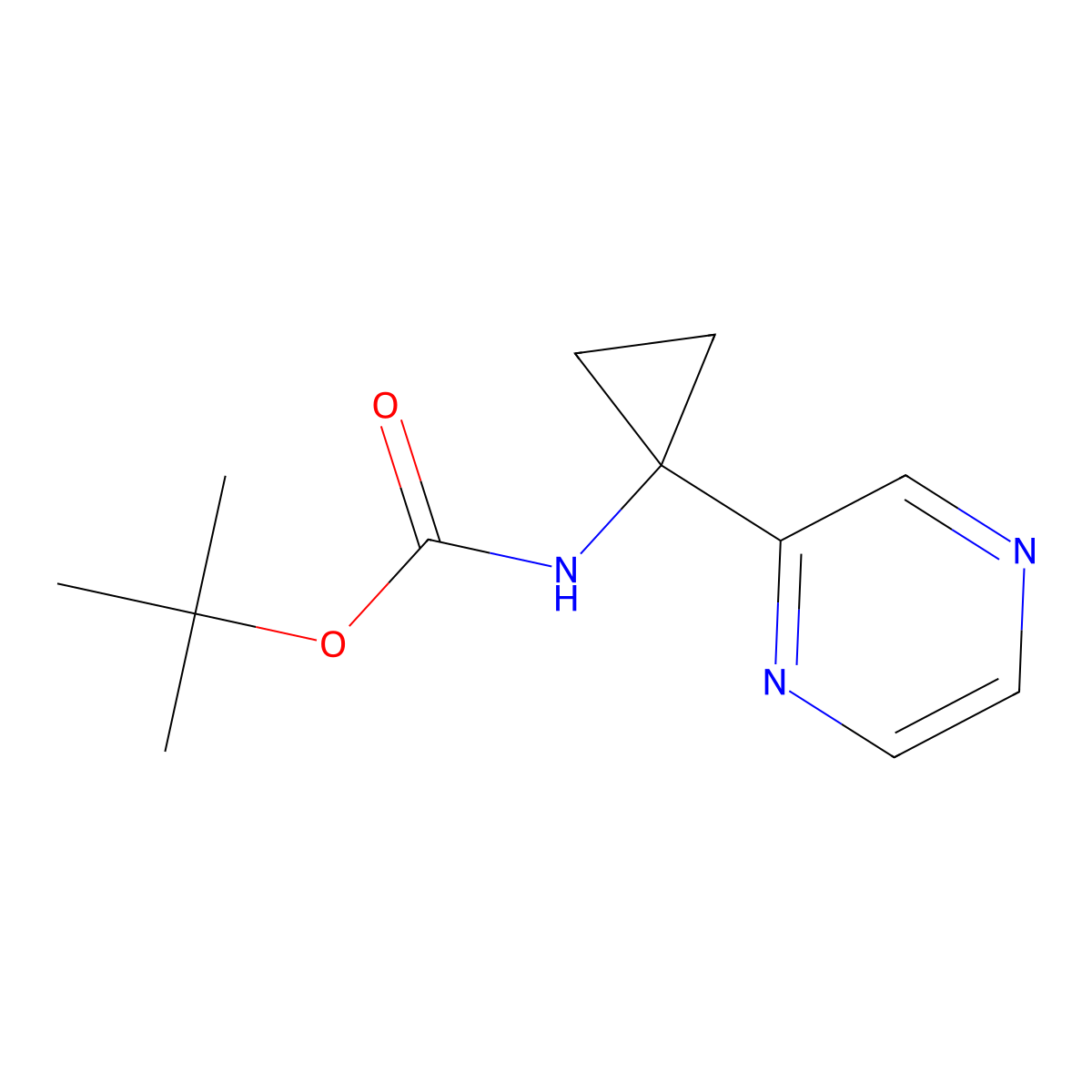 Tert-butyl N-(1-pyrazin-2-ylcyclopropyl)carbamate molecular structure, CAS 2809035-71-8