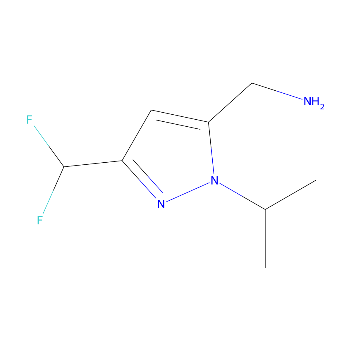 1-[3-(difluoromethyl)-1-(propan-2-yl)-1H-pyrazol-5-yl]methanamine molecular structure, CAS 2809150-39-6