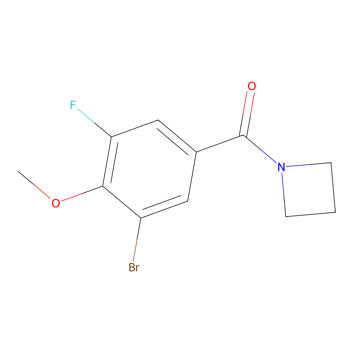 Azetidin-1-yl(3-bromo-5-fluoro-4-methoxyphenyl)methanone molecular structure, CAS 2809470-32-2