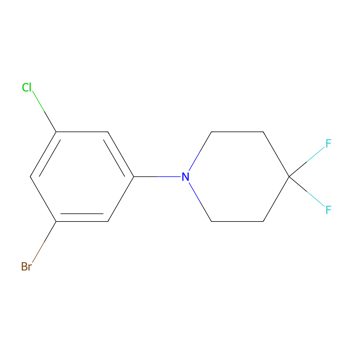 1-(3-Bromo-5-chlorophenyl)-4,4-difluoropiperidine molecular structure, CAS 2809470-46-8
