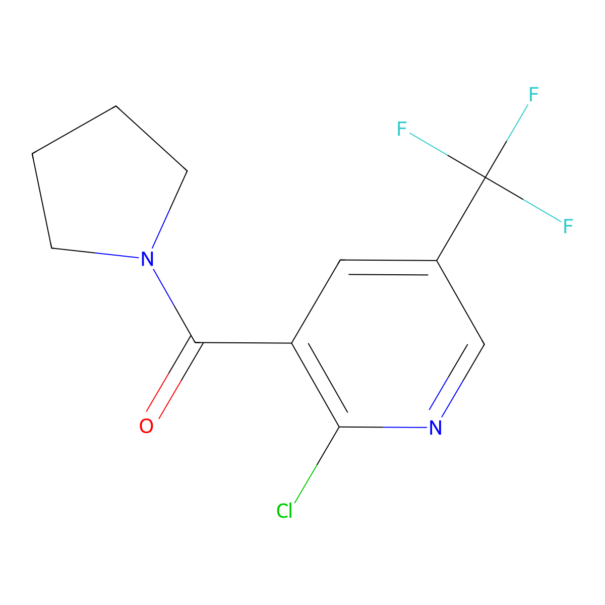 (2-Chloro-5-(trifluoromethyl)pyridin-3-yl)(pyrrolidin-1-yl)methanone molecular structure, CAS 2809510-17-4