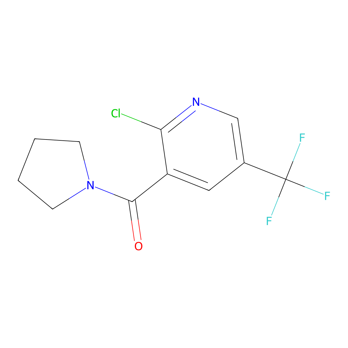 (2-Chloro-5-(trifluoromethyl)pyridin-3-yl)(pyrrolidin-1-yl)methanone molecular structure, CAS 2809510-17-4