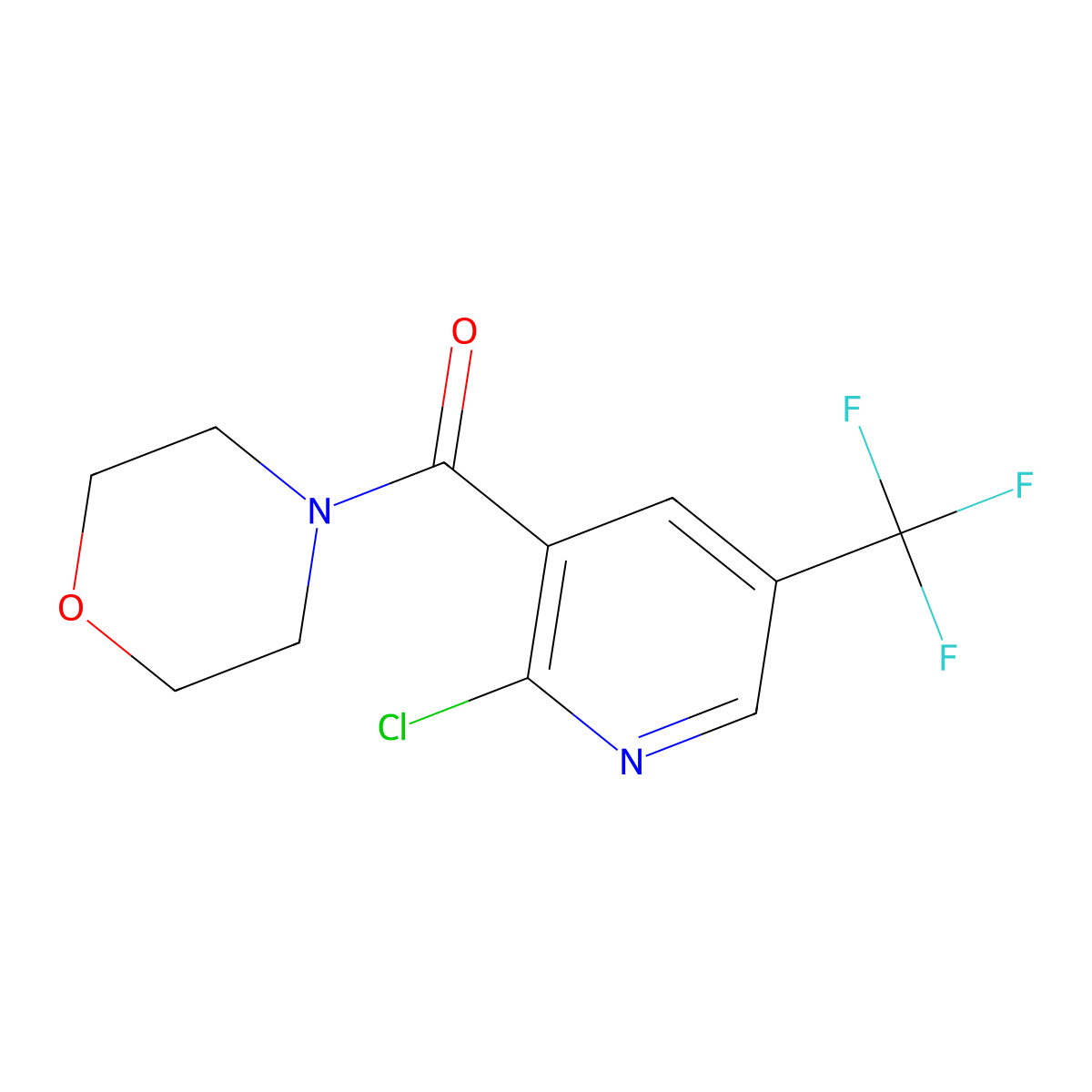 (2-Chloro-5-(trifluoromethyl)pyridin-3-yl)(morpholino)methanone molecular structure, CAS 2809510-19-6