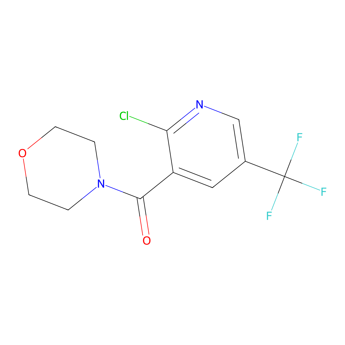 (2-Chloro-5-(trifluoromethyl)pyridin-3-yl)(morpholino)methanone molecular structure, CAS 2809510-19-6