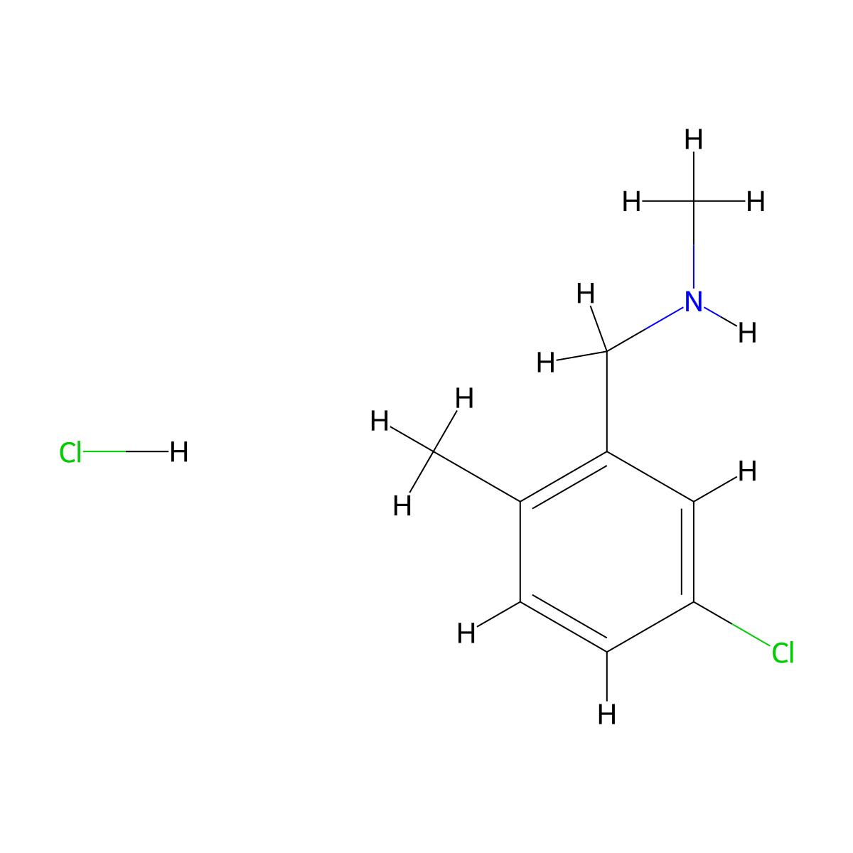 ((5-Chloro-2-methylphenyl)methyl)(methyl)amine hydrochloride molecular structure, CAS 28096-45-9
