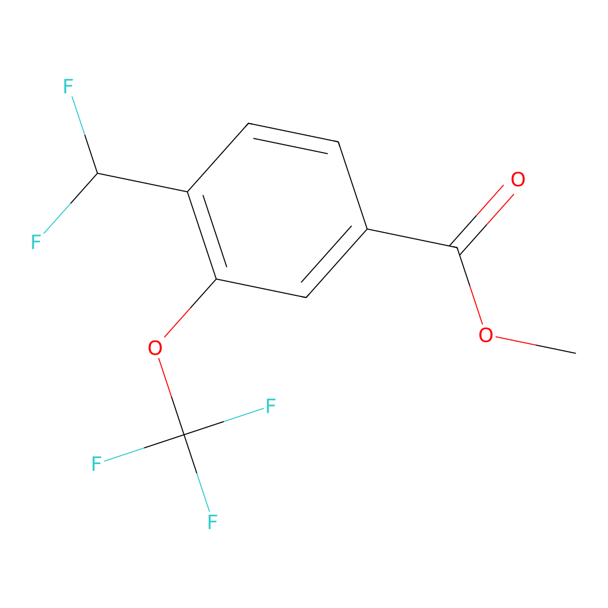 Methyl 4-(difluoromethyl)-3-(trifluoromethoxy)benzoate molecular structure, CAS 2809619-61-0