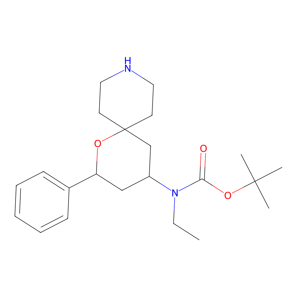 Tert-butyl ethyl(2-methyl-1-oxa-9-azaspiro[5.5]undecan-4-yl)carbamate molecular structure, CAS 2809918-08-7