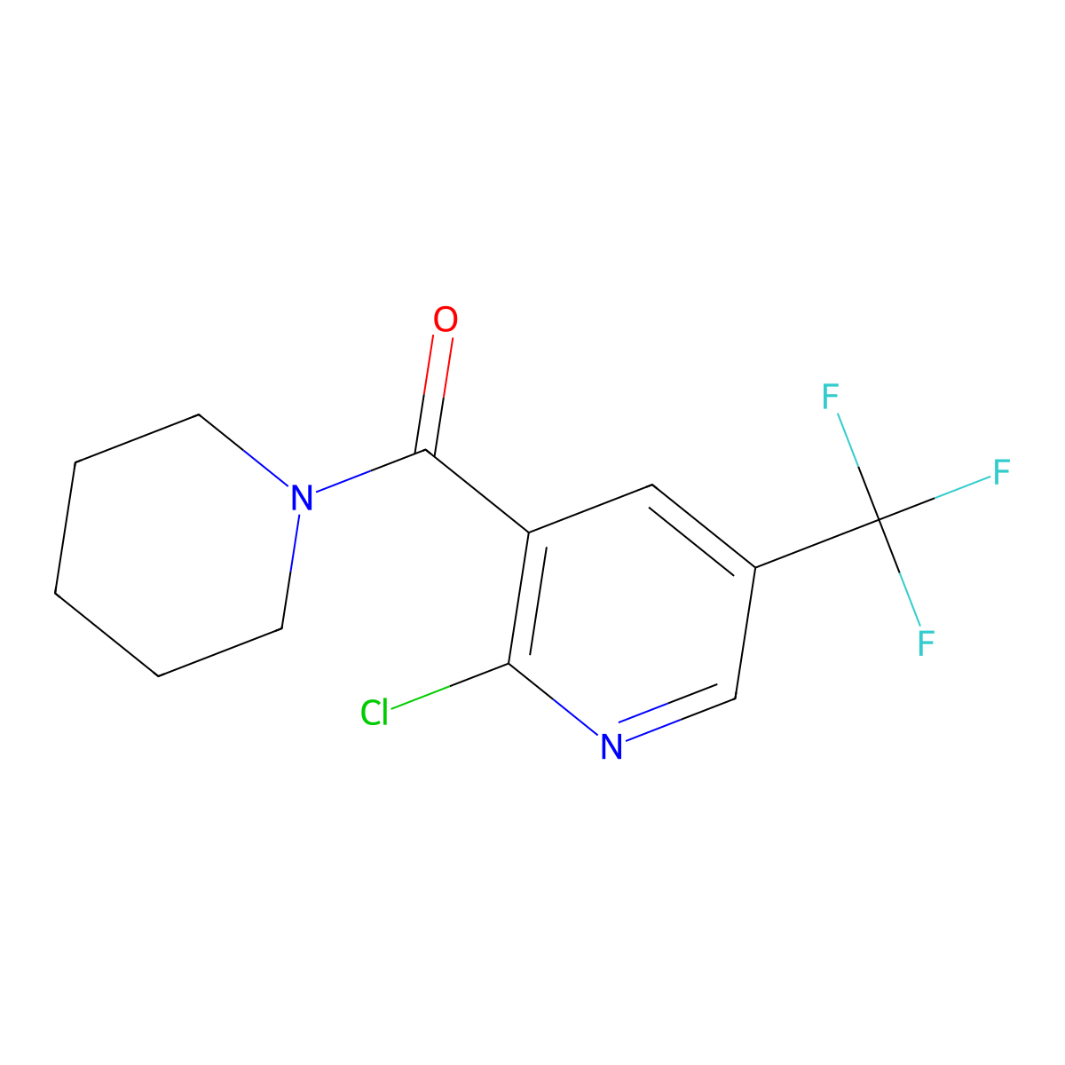 (2-Chloro-5-(trifluoromethyl)pyridin-3-yl)(piperidin-1-yl)methanone molecular structure, CAS 2809953-42-0
