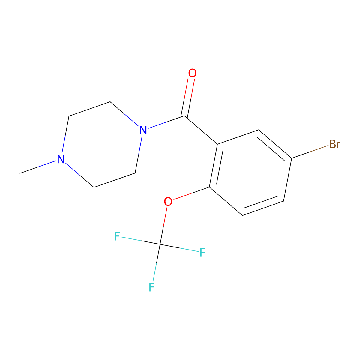 (5-Bromo-2-(trifluoromethoxy)phenyl)(4-methylpiperazin-1-yl)methanone molecular structure, CAS 2809953-58-8
