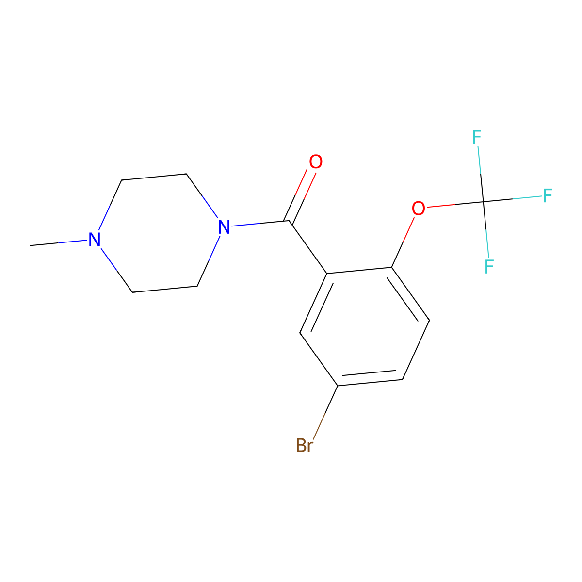 (5-Bromo-2-(trifluoromethoxy)phenyl)(4-methylpiperazin-1-yl)methanone molecular structure, CAS 2809953-58-8