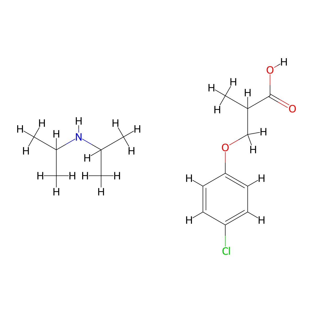 Diisopropylammonium 2-(p-chlorophenoxy)-2-methylpropionate molecular structure, CAS 28100-38-1