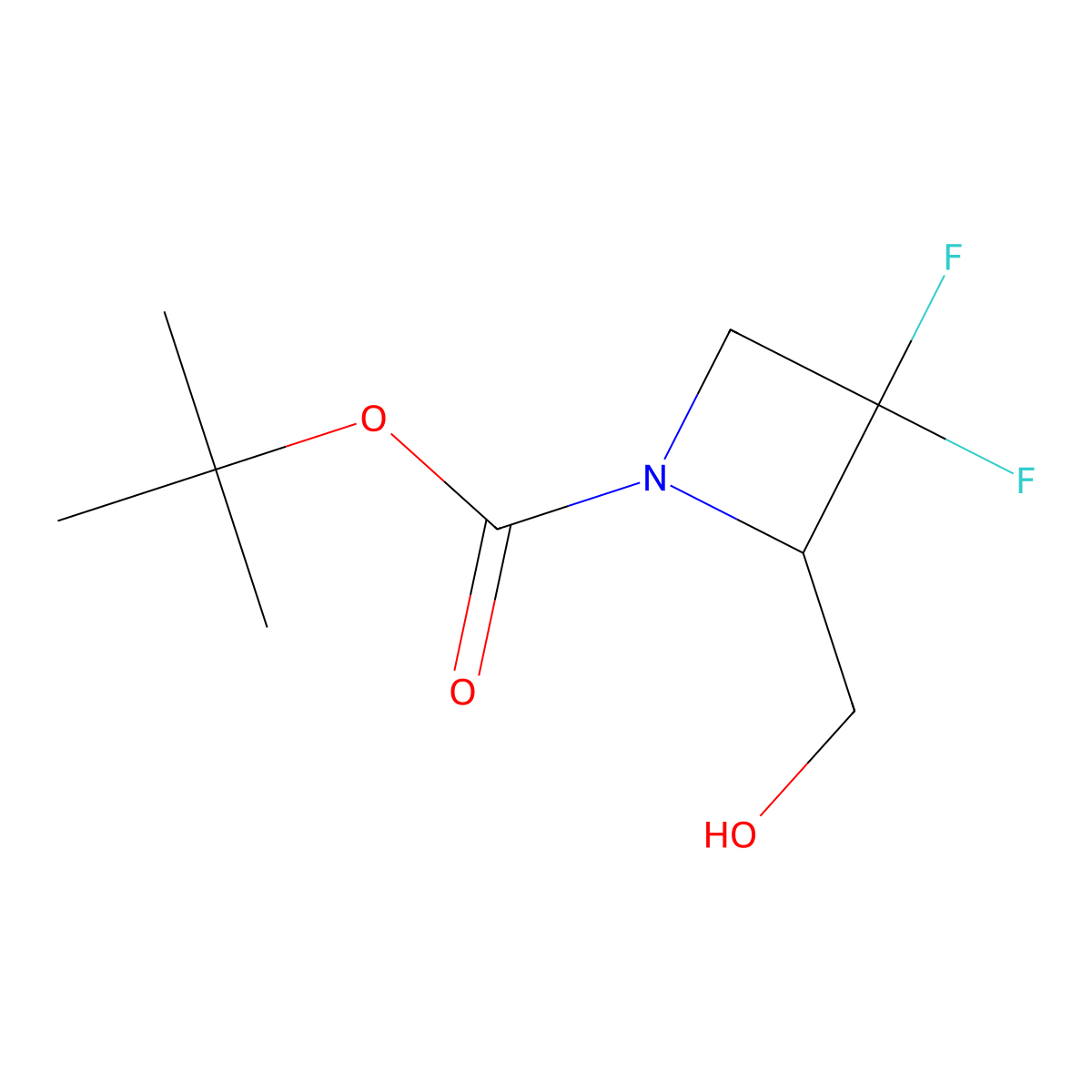 tert-Butyl (R)-3,3-difluoro-2-(hydroxymethyl)azetidine-1-carboxylate molecular structure, CAS 2810050-57-6