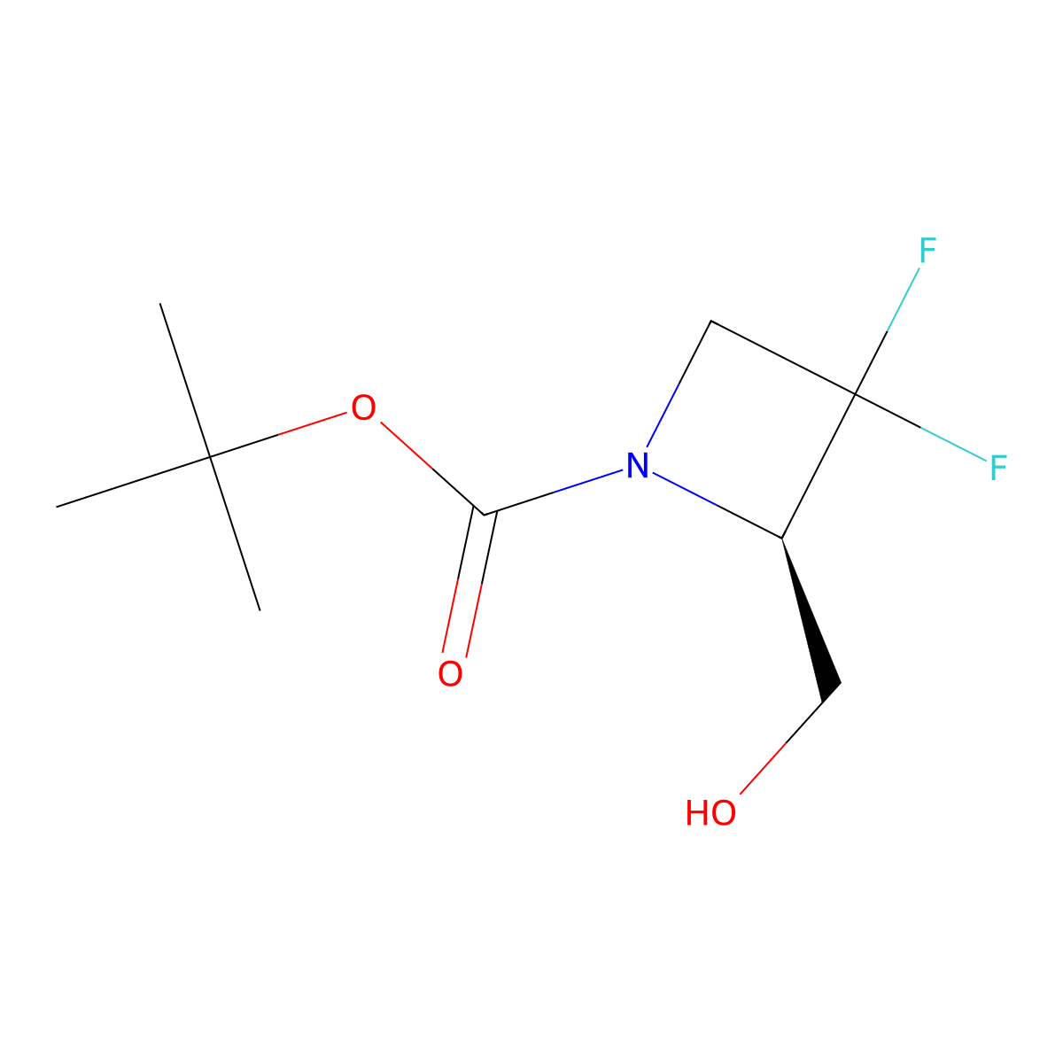 tert-Butyl (R)-3,3-difluoro-2-(hydroxymethyl)azetidine-1-carboxylate molecular structure, CAS 2810050-57-6