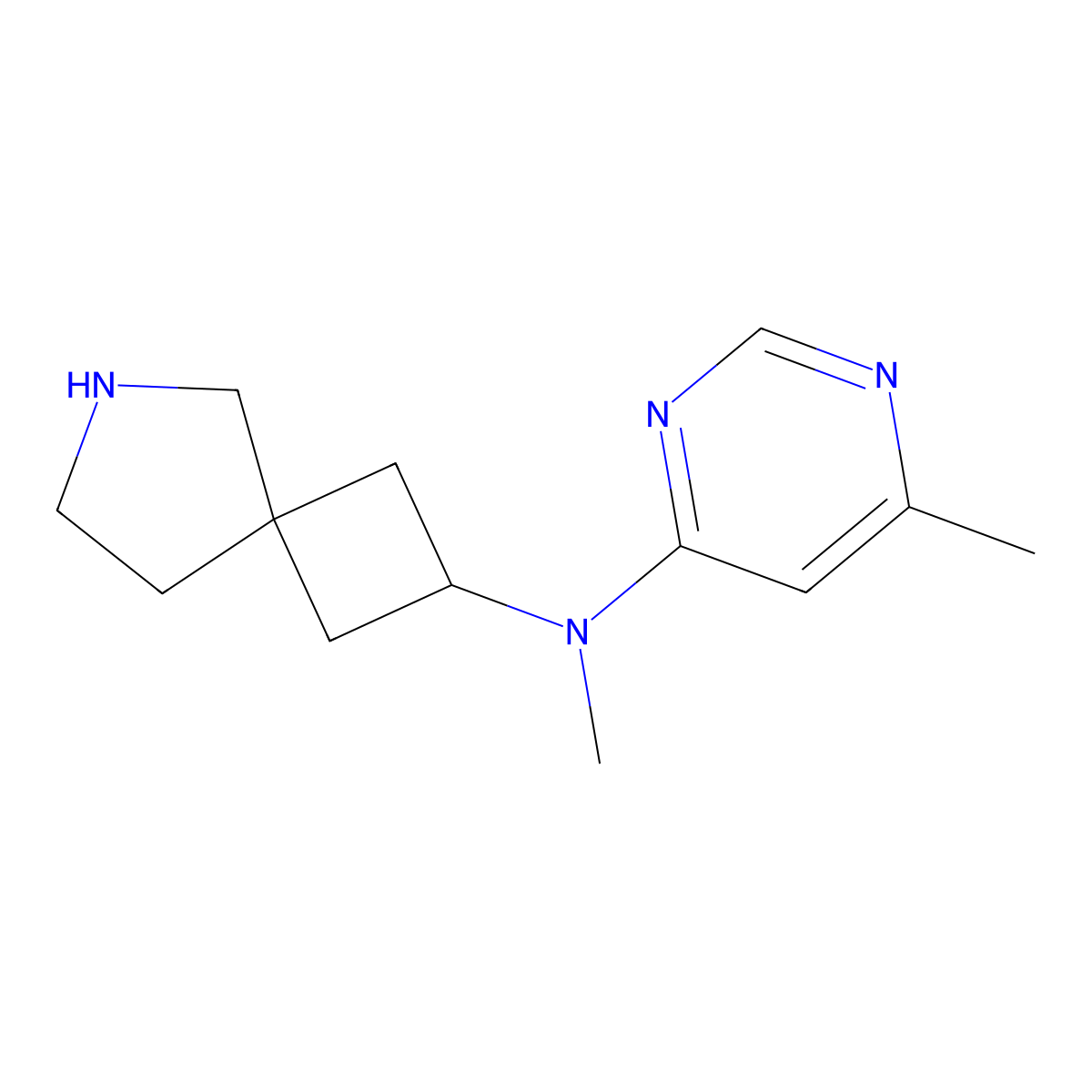 N-methyl-N-(6-methylpyrimidin-4-yl)-6-azaspiro[3.4]octan-2-amine molecular structure, CAS 2810073-16-4