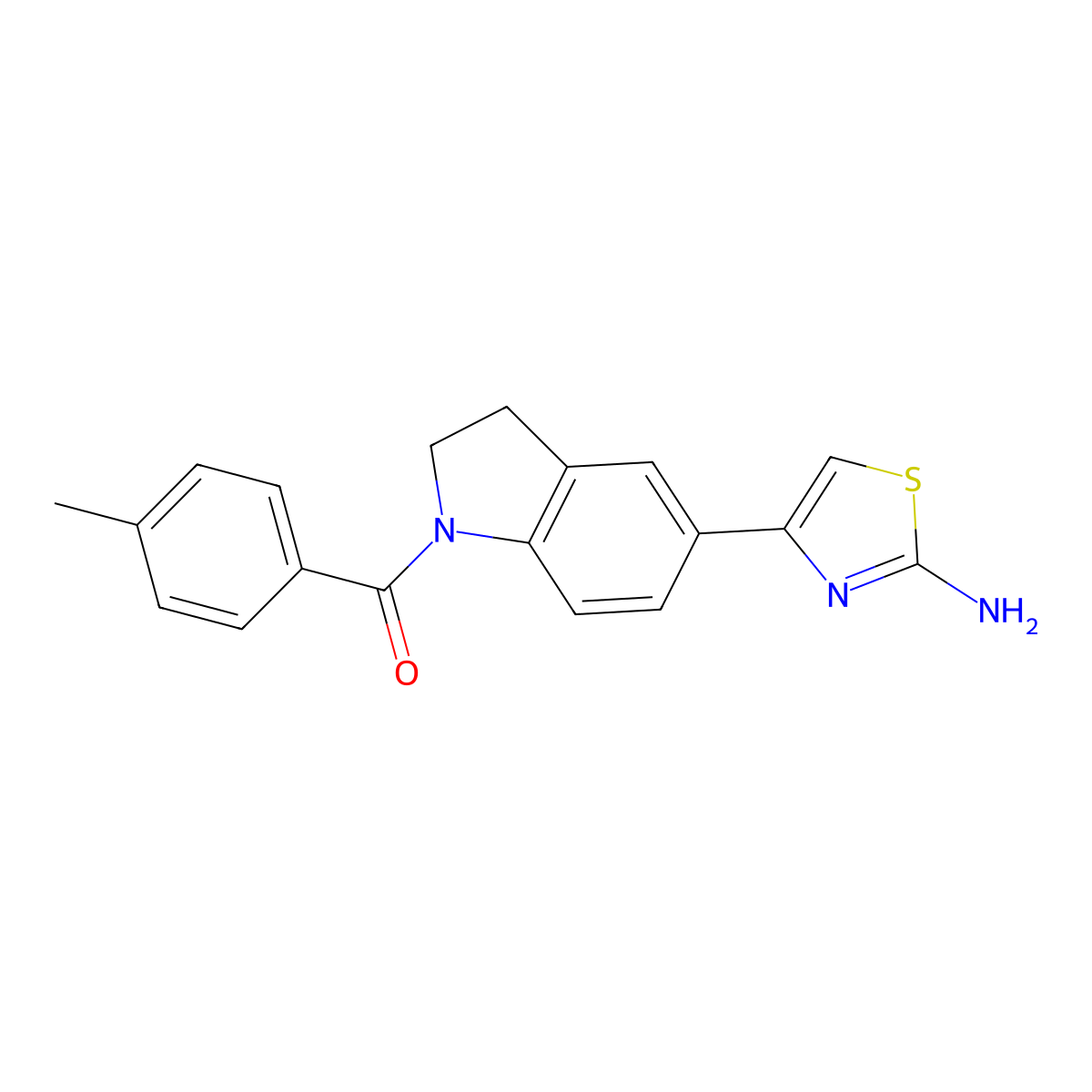 [5-(2-Amino-4-thiazolyl)-2,3-dihydro-1H-indol-1-yl](4-methylphenyl)methanone molecular structure, CAS 2810073-19-7
