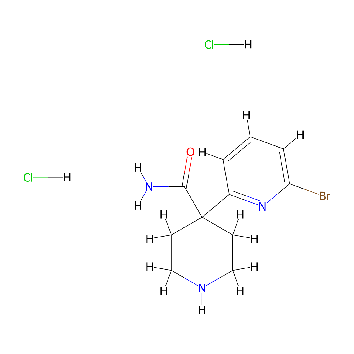 4-(6-Bromopyridin-2-yl)piperidine-4-carboxamide dihydrochloride molecular structure, CAS 2810073-35-7