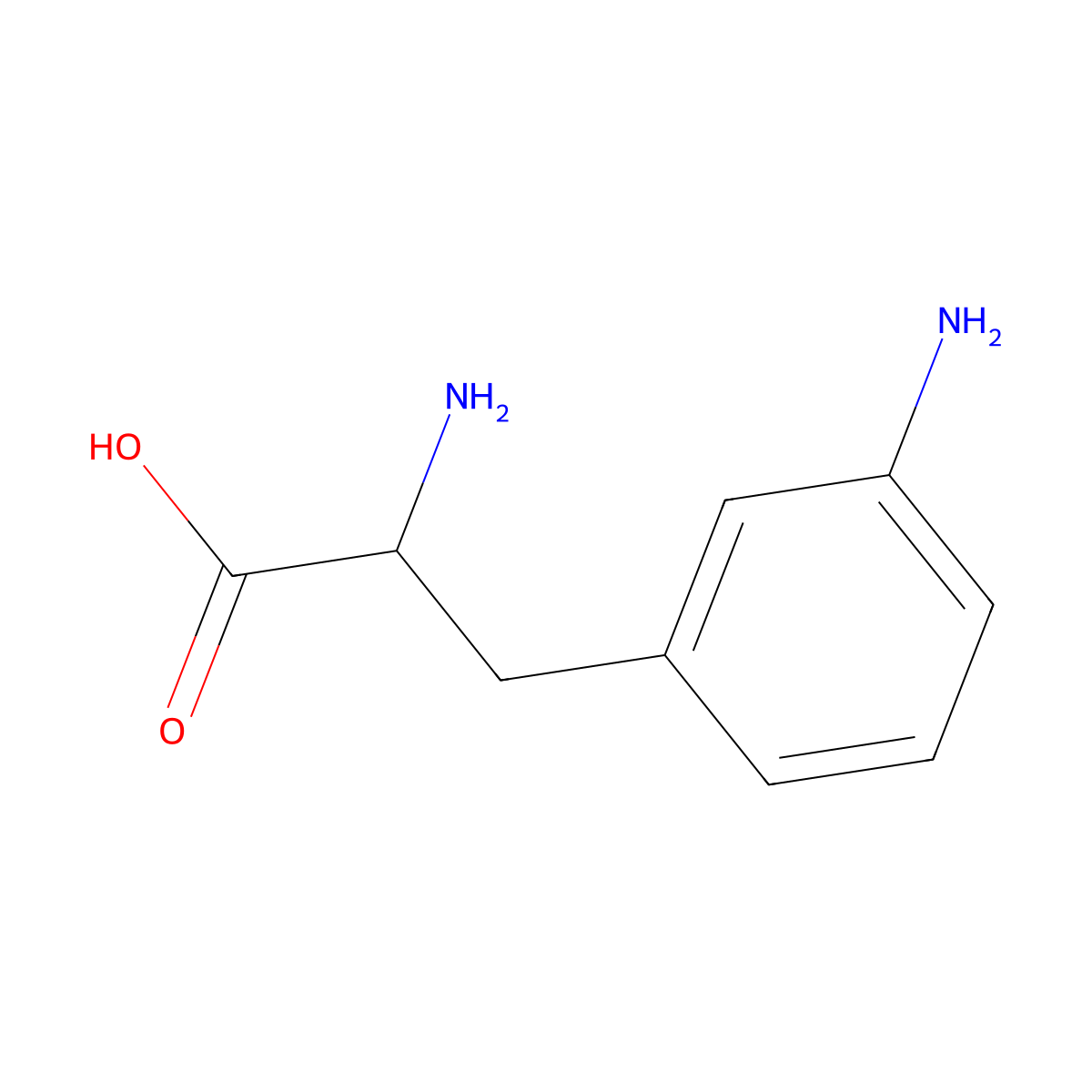 2-Amino-3-(3-aminophenyl)propanoic acid molecular structure, CAS 28101-74-8