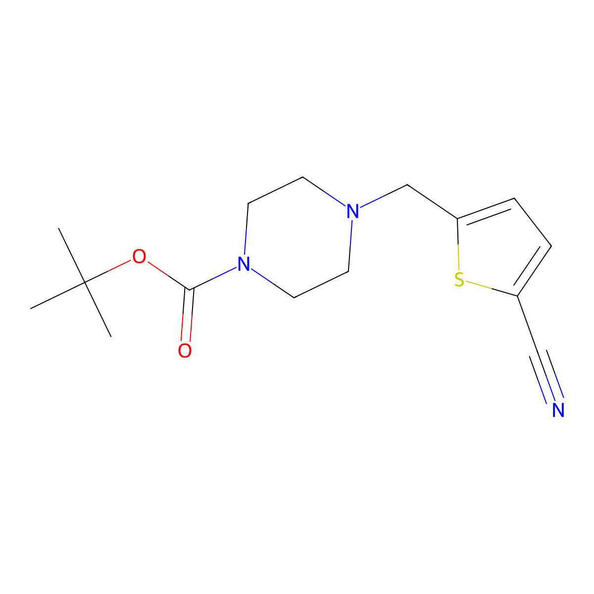 Tert-butyl 4-((5-cyanothiophen-2-yl)methyl)piperazine-1-carboxylate molecular structure, CAS 2810785-54-5