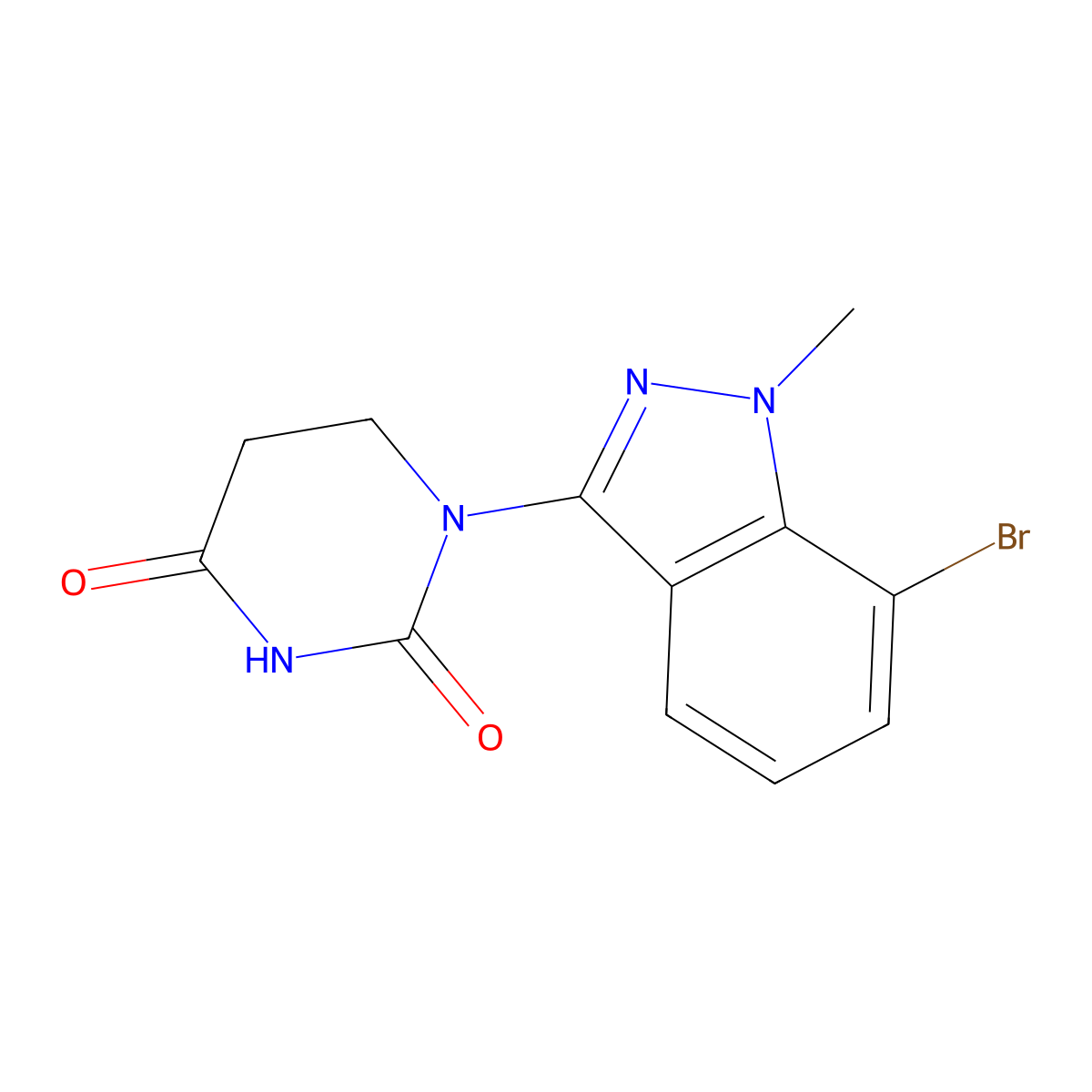 1-(7-Bromo-1-methyl-1H-indazol-3-YL)dihydropyrimidine-2,4(1H,3H)-dione molecular structure, CAS 2810876-98-1