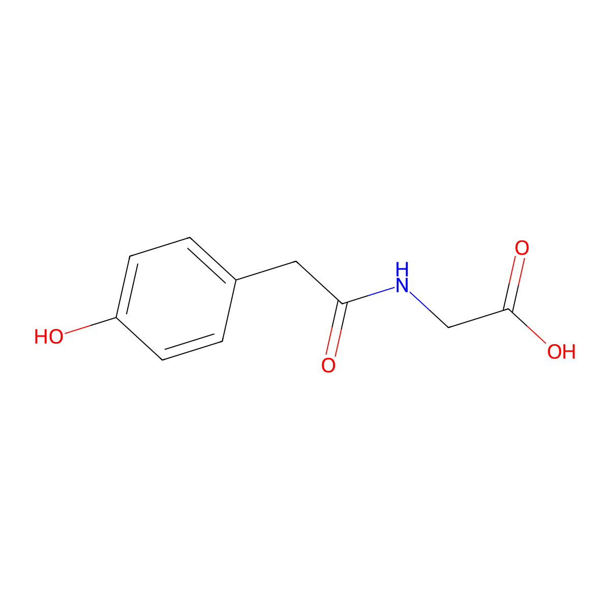 4-Hydroxyphenylacetylglycine molecular structure, CAS 28116-23-6