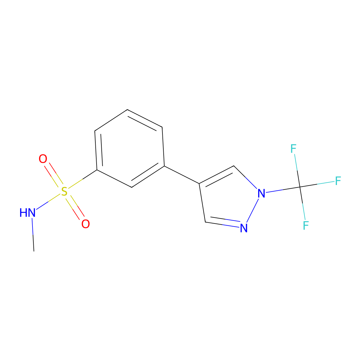 N-Methyl-3-[1-(trifluoromethyl)-1H-pyrazol-4-yl]benzenesulfonamide molecular structure, CAS 2811739-60-1