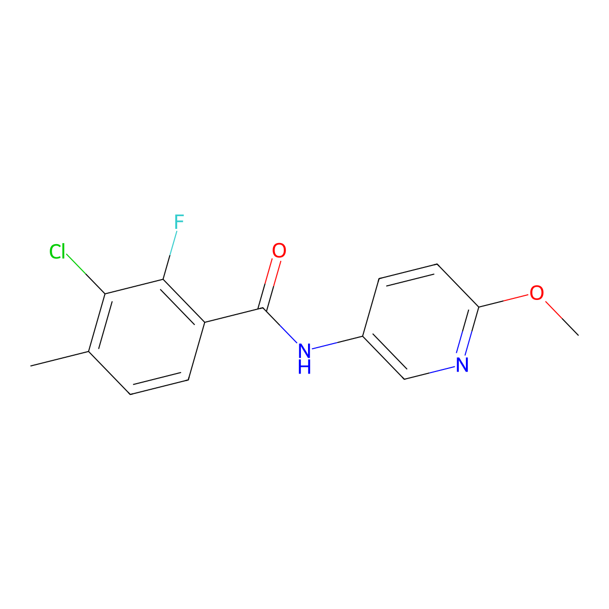 3-Chloro-2-fluoro-N-(6-methoxy-3-pyridinyl)-4-methylbenzamide molecular structure, CAS 2811810-19-0