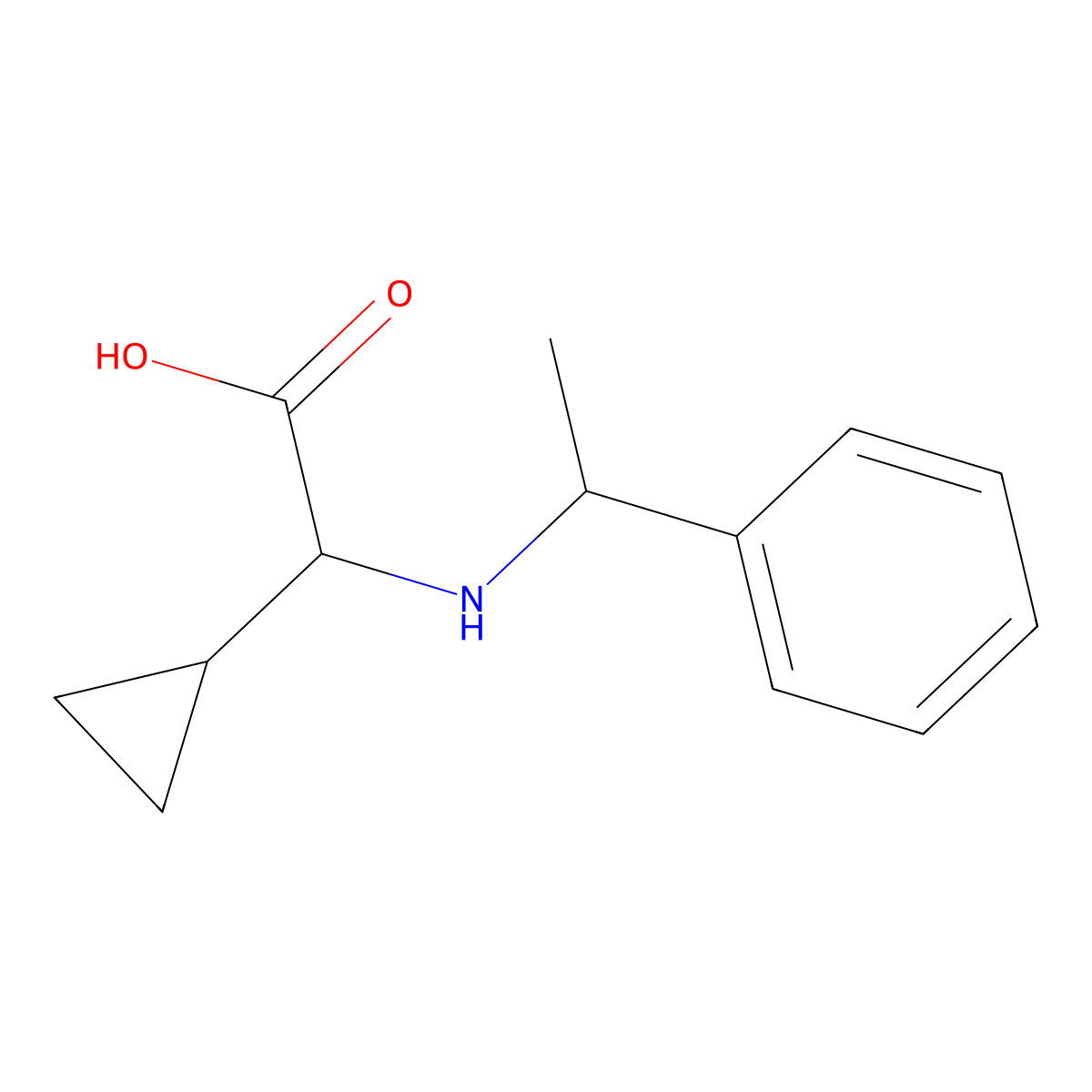 (S)-2-Cyclopropyl-2-(((S)-1-phenylethyl)amino)acetic acid molecular structure, CAS 281191-43-3