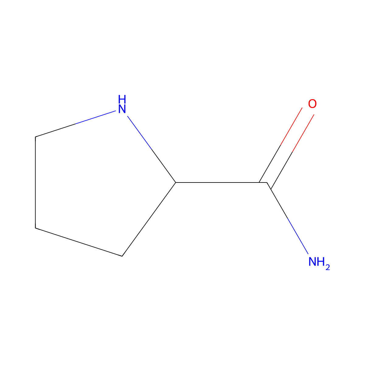 Pyrrolidine-2-carboxamide molecular structure, CAS 2812-47-7