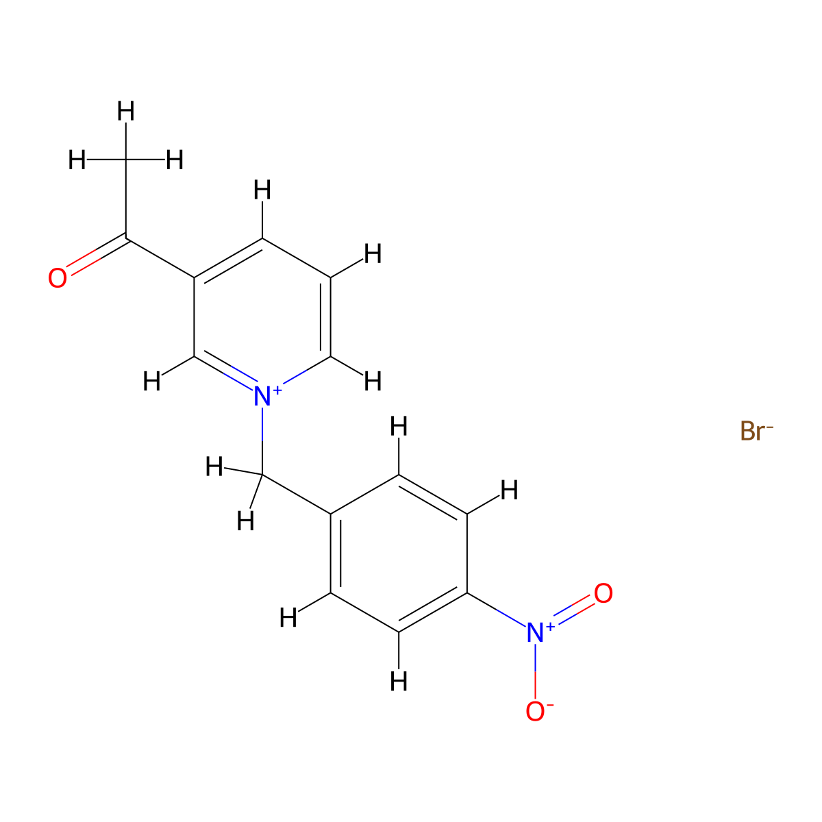 3-Acetyl-1-[(4-nitrophenyl)methyl]pyridin-1-ium bromide molecular structure, CAS 28120-02-7