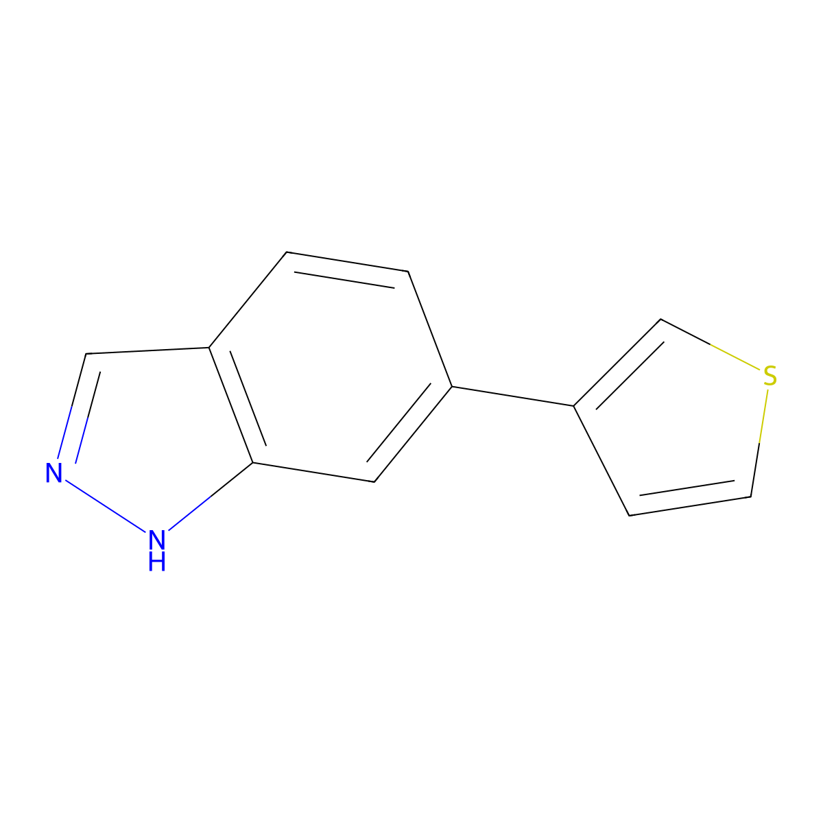 6-(Thiophen-3-yl)-1H-indazole molecular structure, CAS 281203-98-3