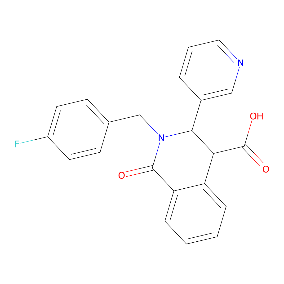 2-(4-Fluorobenzyl)-1-oxo-3-pyridin-3-yl-1,2,3,4-tetrahydroisoquinoline-4-carboxylic acid molecular structure, CAS 281206-13-1