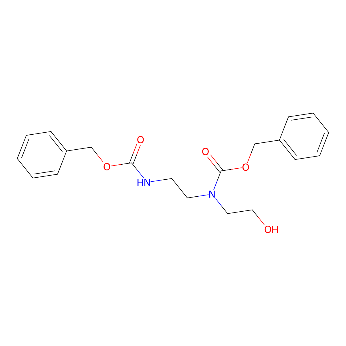 Benzyl (2-(((benzyloxy)carbonyl)amino)ethyl)(2-hydroxyethyl)carbamate molecular structure, CAS 281206-41-5