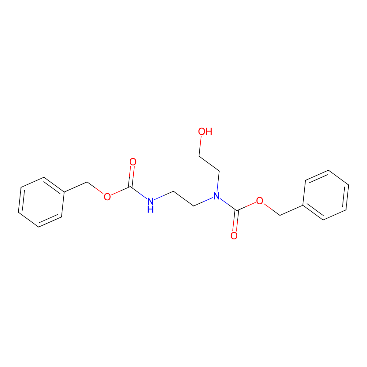 Benzyl (2-(((benzyloxy)carbonyl)amino)ethyl)(2-hydroxyethyl)carbamate molecular structure, CAS 281206-41-5