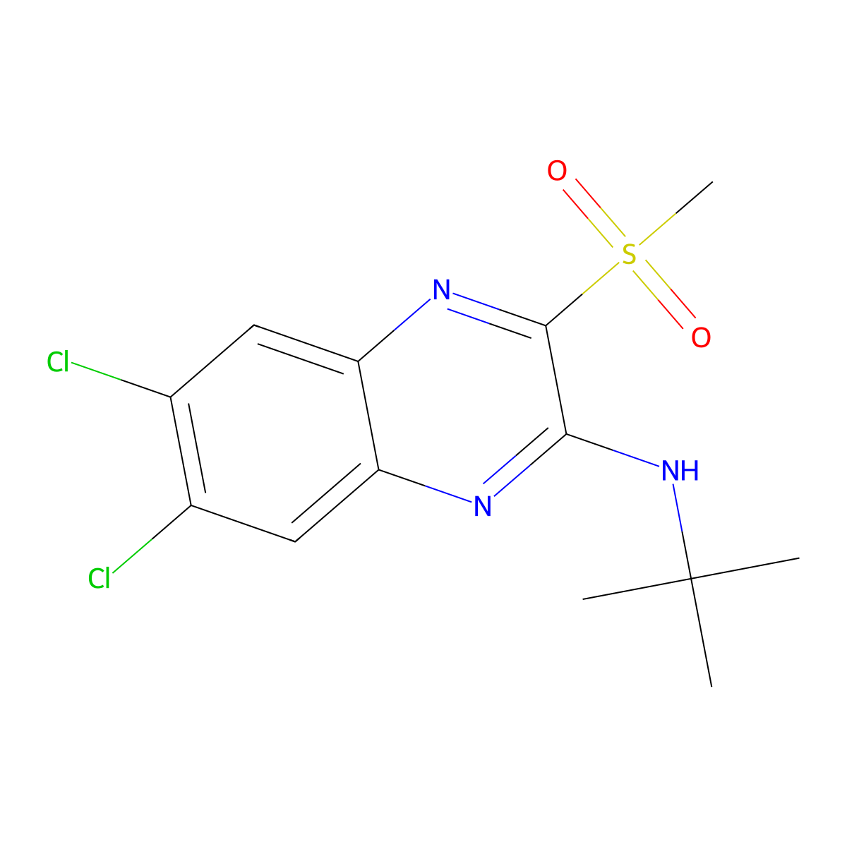 N-(tert-Butyl)-6,7-dichloro-3-(methylsulfonyl)quinoxalin-2-amine molecular structure, CAS 281209-71-0