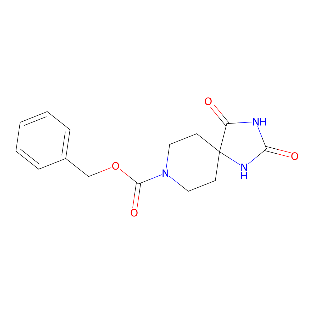 Benzyl 2,4-dioxo-1,3,8-triazaspiro[4.5]decane-8-carboxylate molecular structure, CAS 28121-73-5