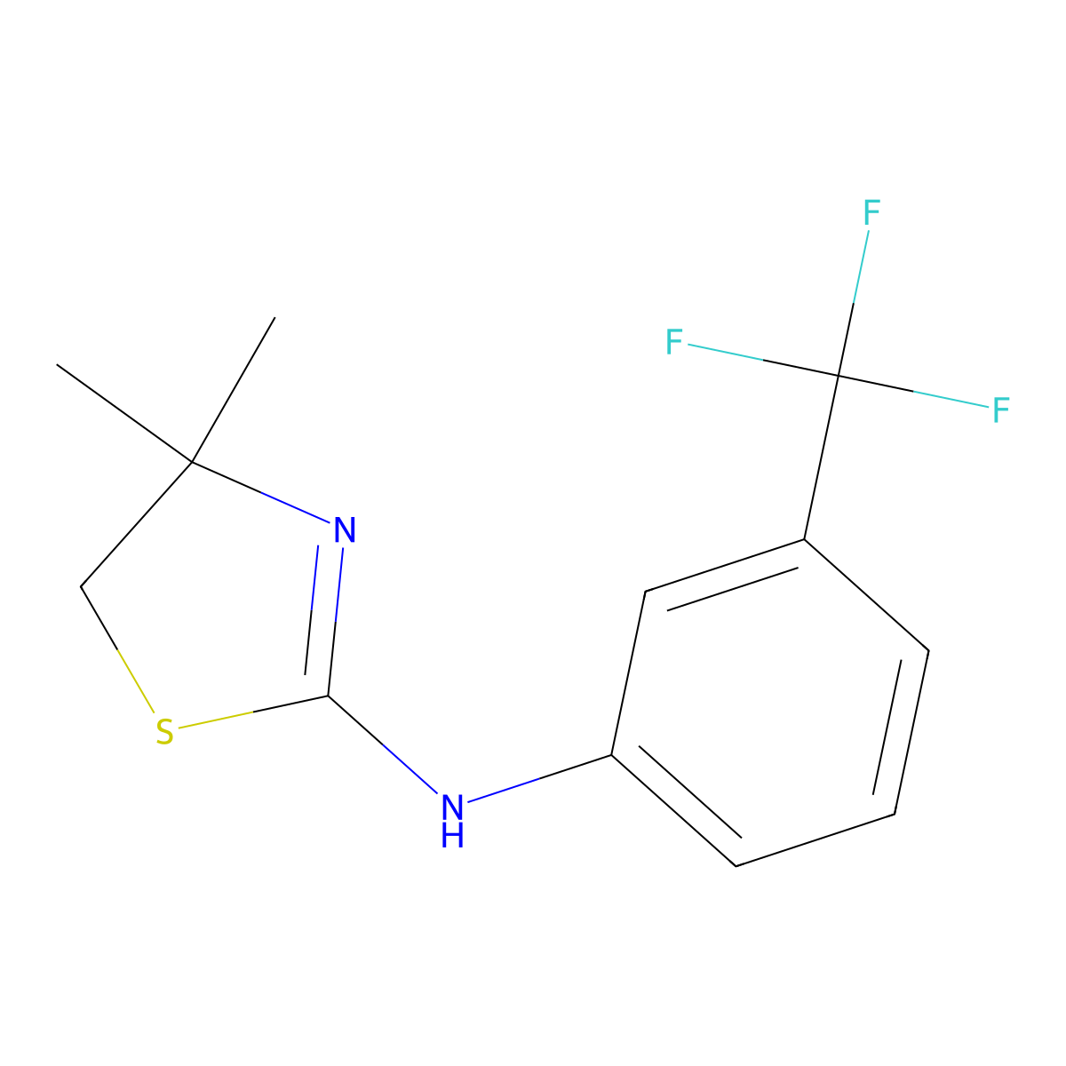 4,4-dimethyl-N-[3-(trifluoromethyl)phenyl]-4,5-dihydro-1,3-thiazol-2-amine molecular structure, CAS 281211-64-1