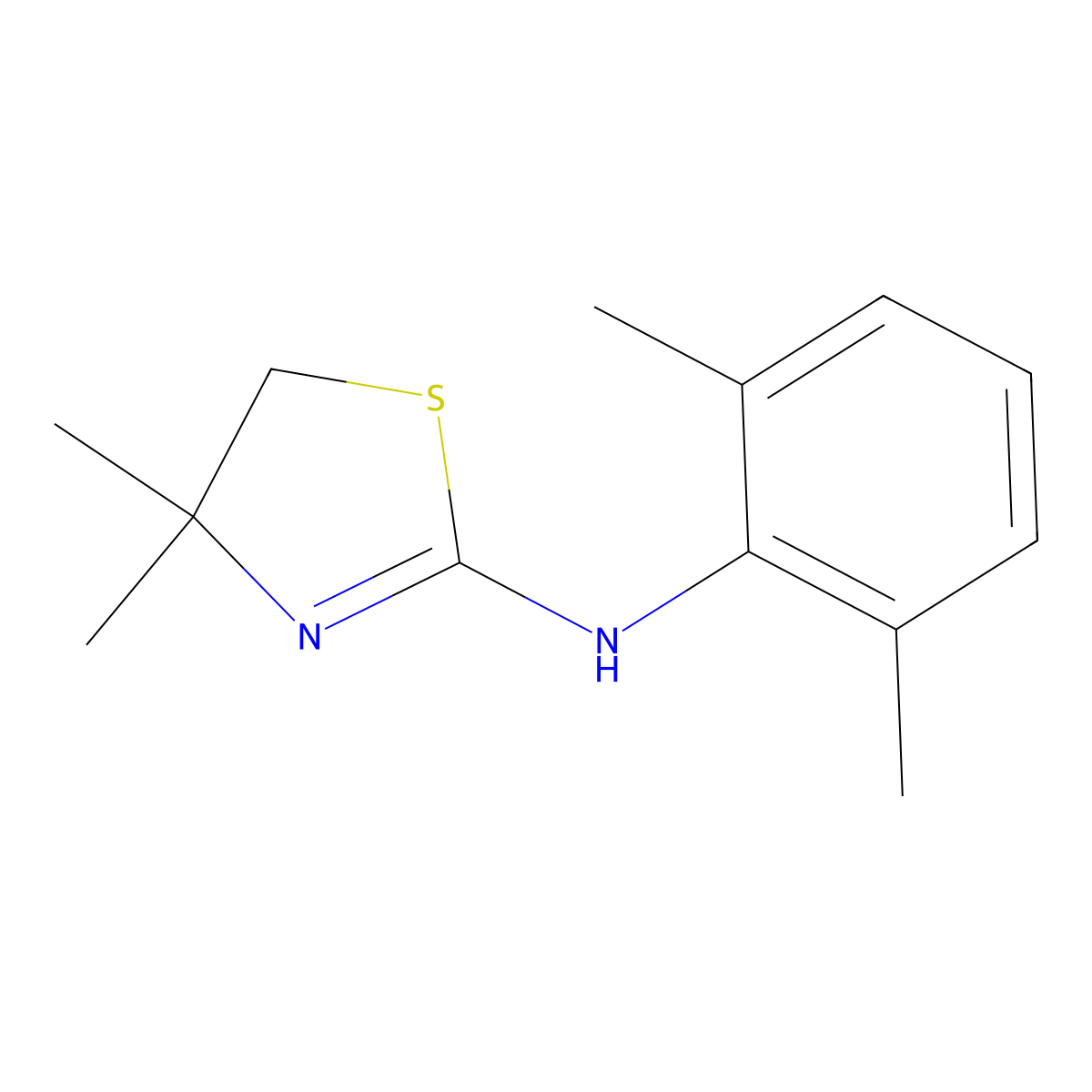N-(2,6-dimethylphenyl)-4,4-dimethyl-4,5-dihydro-1,3-thiazol-2-amine molecular structure, CAS 281211-67-4