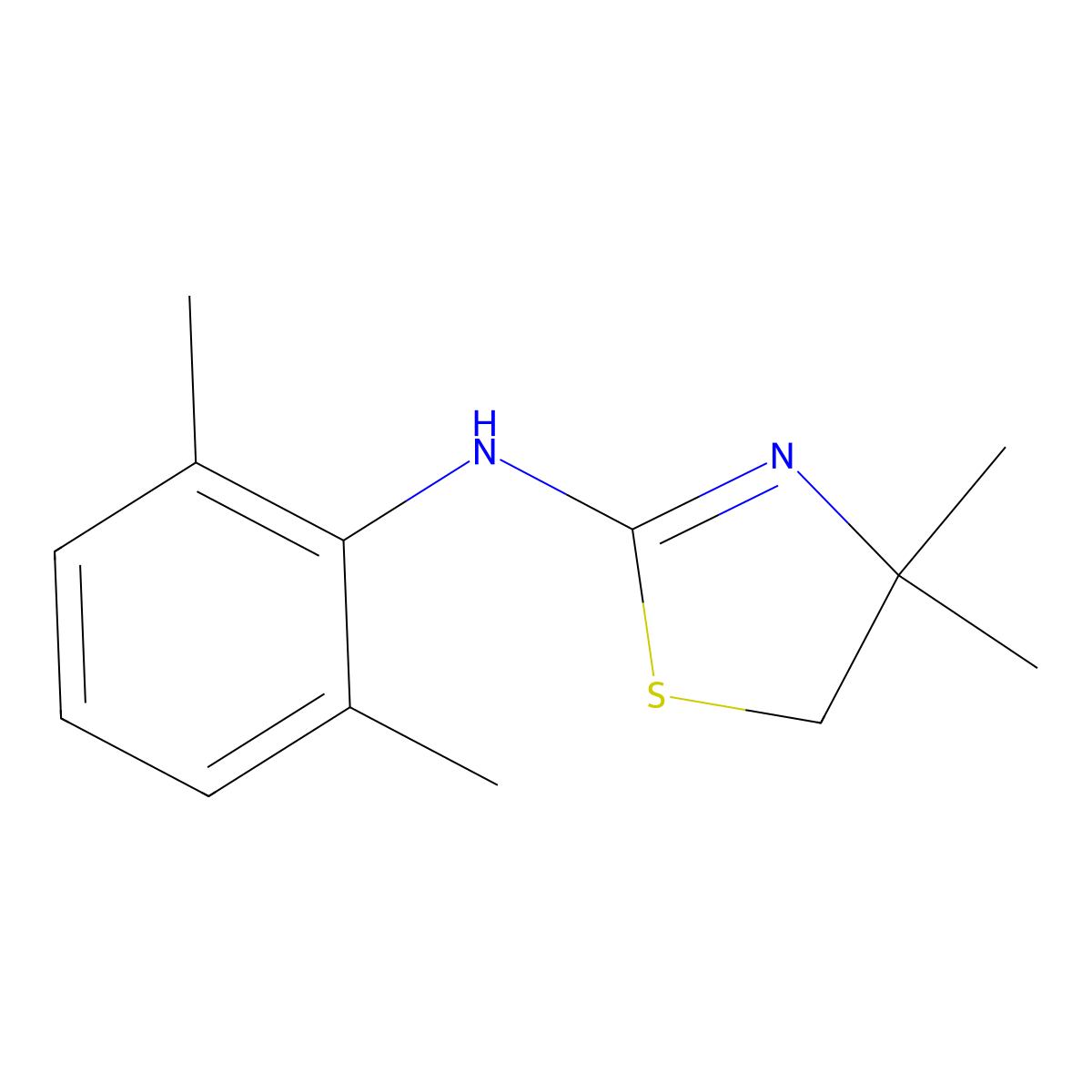 N-(2,6-dimethylphenyl)-4,4-dimethyl-4,5-dihydro-1,3-thiazol-2-amine molecular structure, CAS 281211-67-4