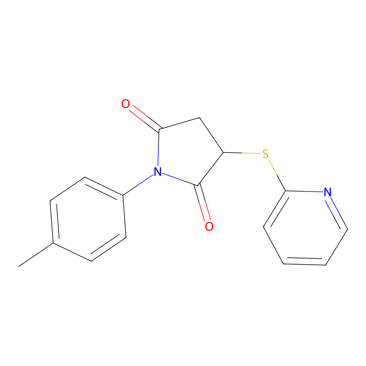 1-(4-Methylphenyl)-3-(pyridin-2-ylsulfanyl)pyrrolidine-2,5-dione molecular structure, CAS 281212-31-5