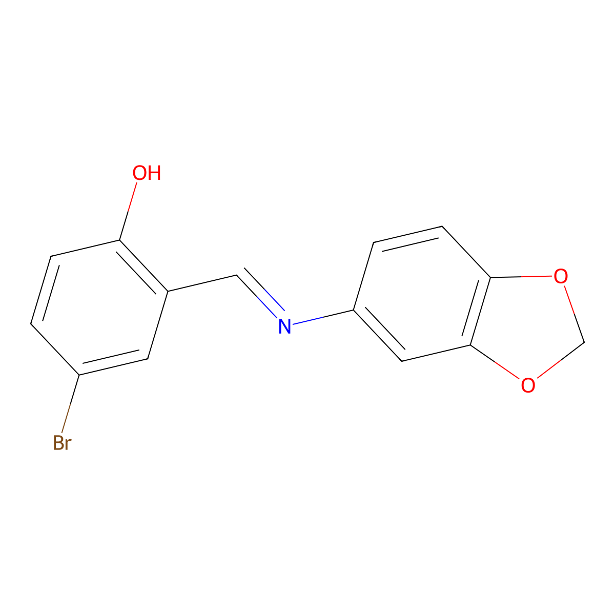 2-[(E)-(1,3-benzodioxol-5-ylimino)methyl]-4-bromophenol molecular structure, CAS 281212-32-6