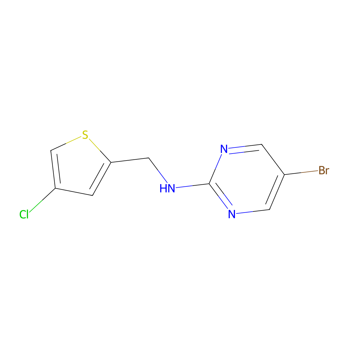 5-bromo-N-[(4-chlorothiophen-2-yl)methyl]pyrimidin-2-amine molecular structure, CAS 2812124-55-1