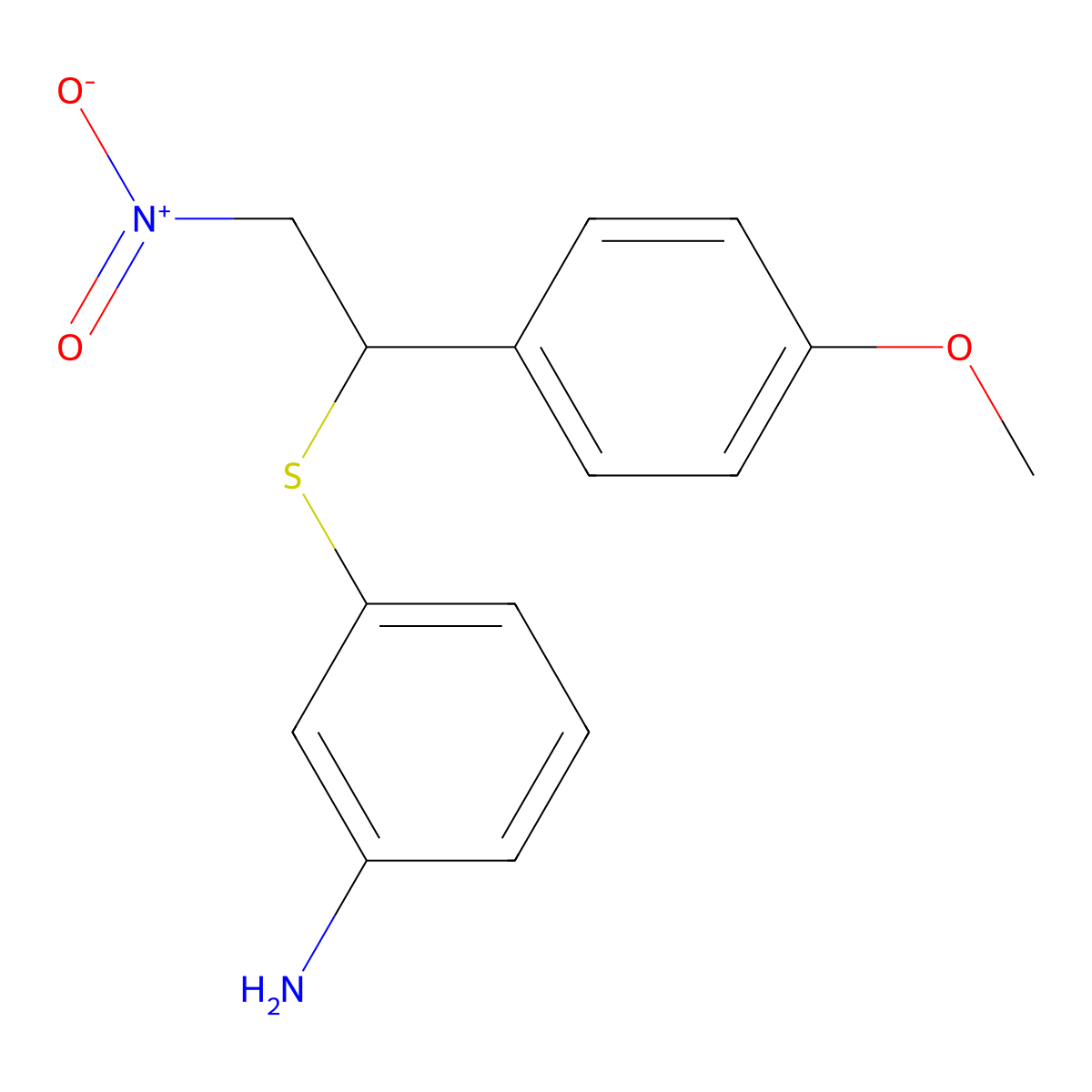 3-[[1-(4-Methoxyphenyl)-2-nitroethyl]thio]benzenamine molecular structure, CAS 281223-78-7